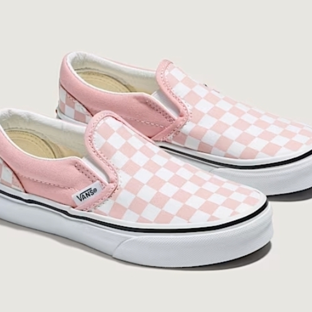 Vans Classic Pink and White Checkered Slip-Ons